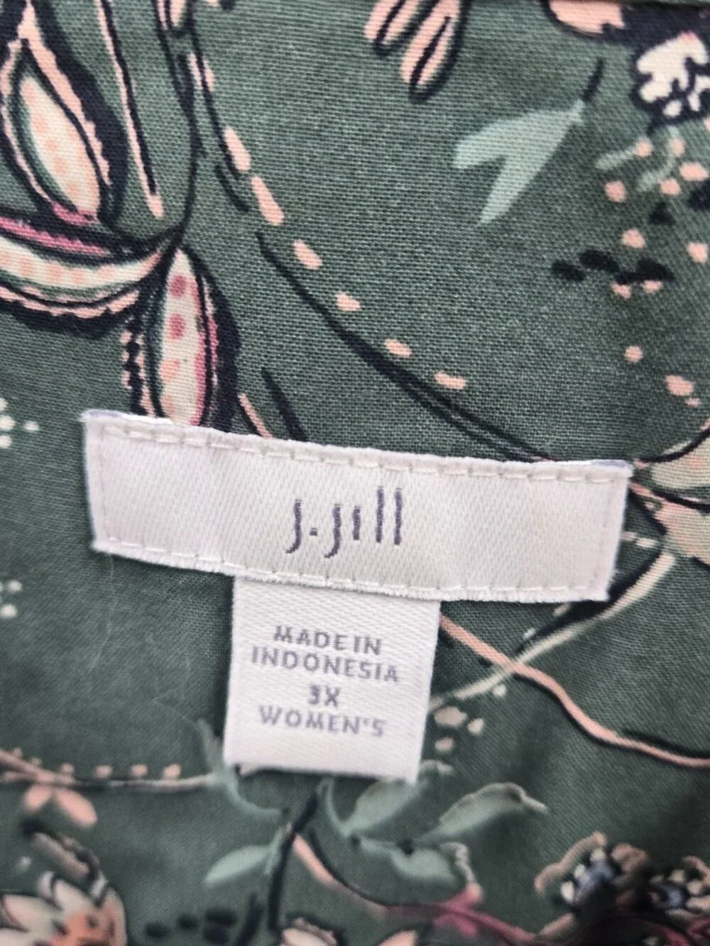 J. Jill Green Floral Pintuck Shirt Dress Rayon Size 3x - Picture 3 of 13